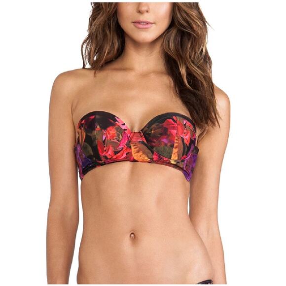 NEW Beach Riot Freemont Strapless Bustier Bikini Top in Flamingo SZ Small - Picture 1 of 7